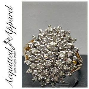 14K Y/Gold 50 Diamond 1.50 CT TDW Cluster Ring